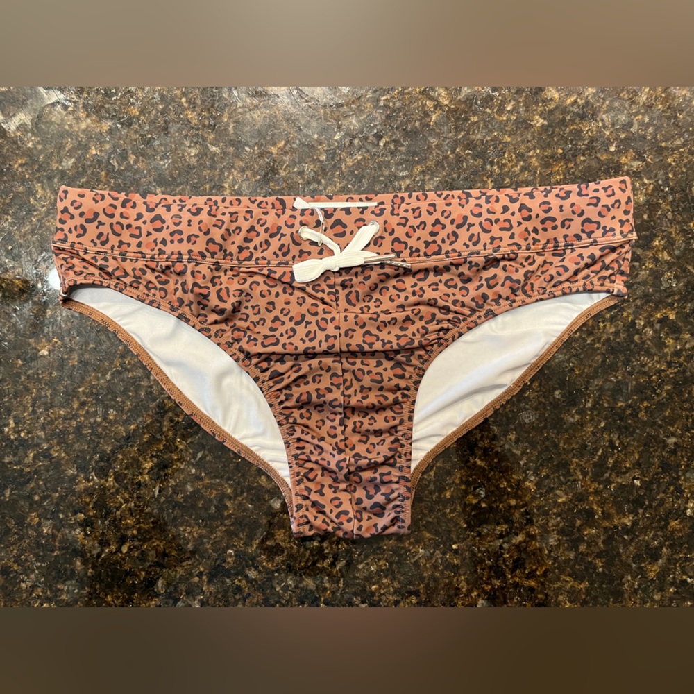 Men's Leopard Print Swim Briefs - Brown